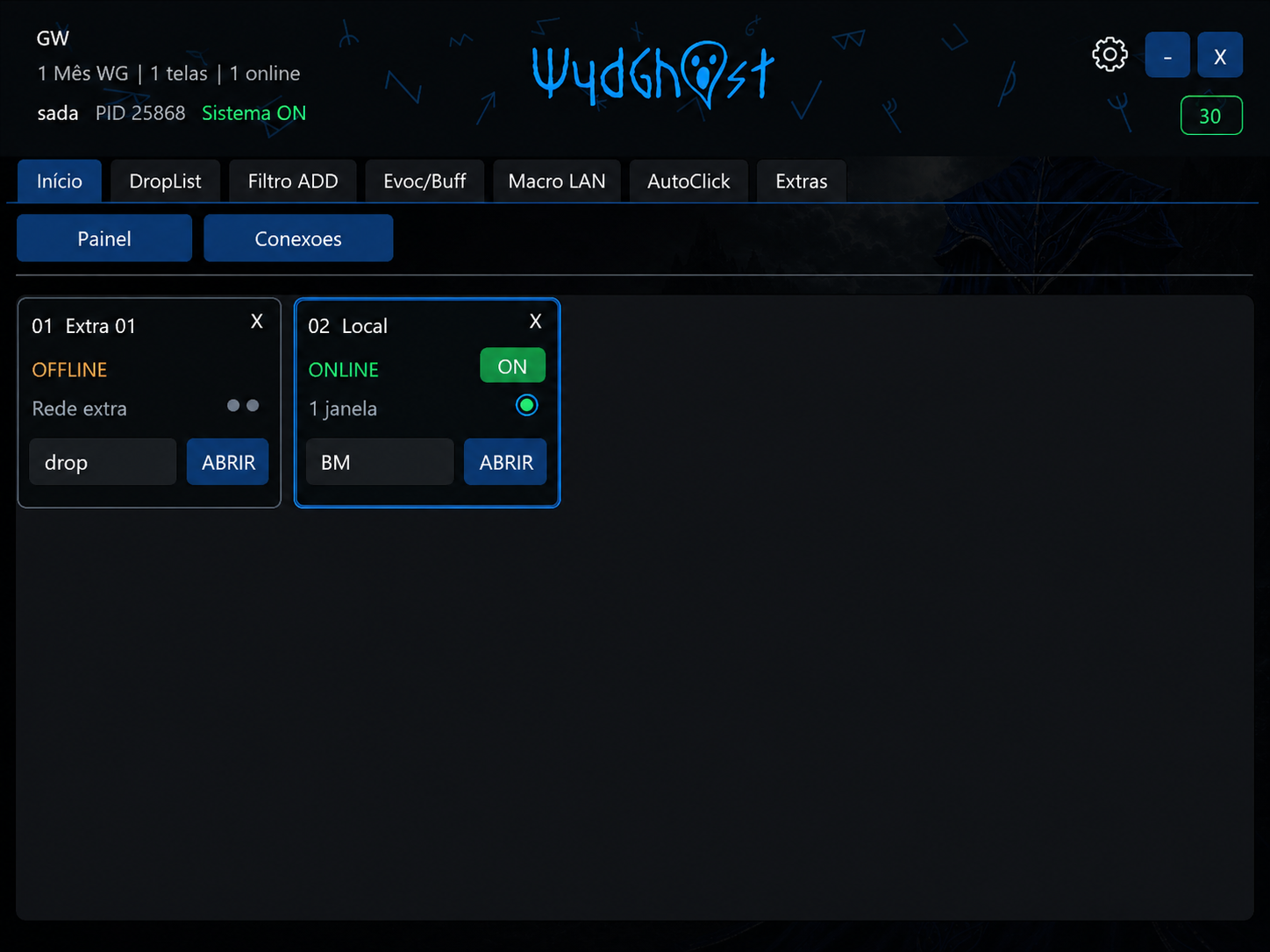 WydGhost no tema azul