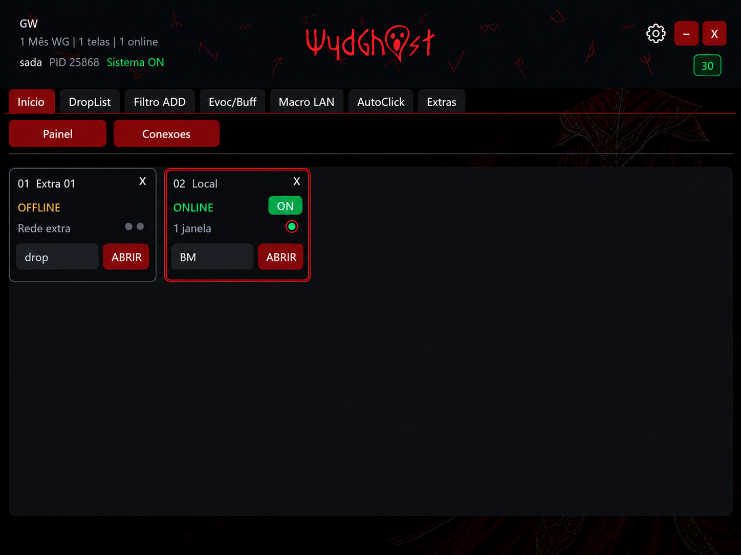 WydGhost no tema vermelho